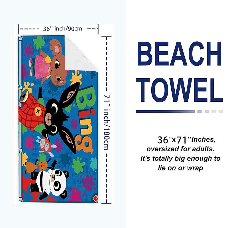 Bing Cartoon Print Beach Towel, Large Soft Quick Dry Towel for Beach Camping Swimming