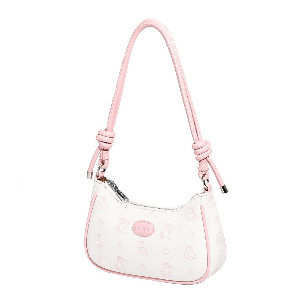 New Disney Strawberry Bear Series PU Shoulder Bag Regular Women's White/Pink BMK-71537W