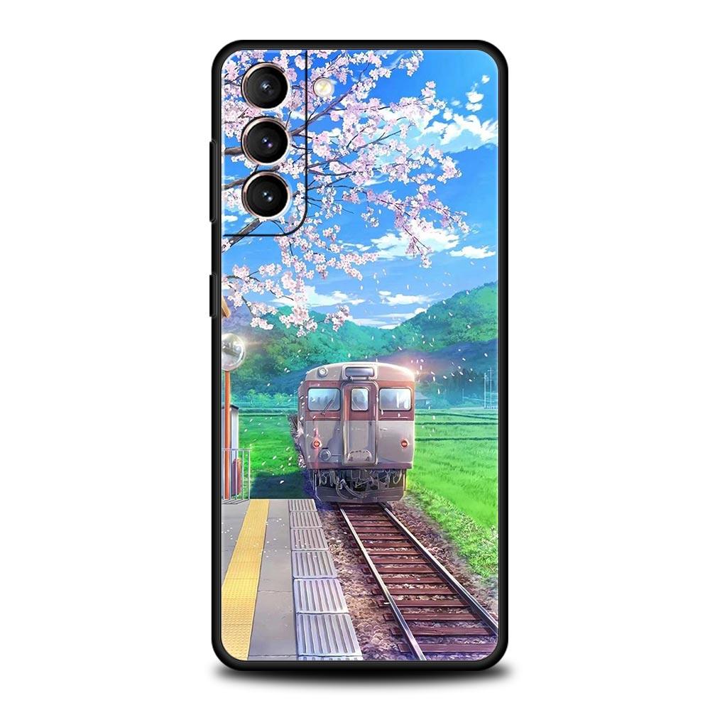 Чехол для телефона с вишней, японским поездом и горой Фудзи для Samsung Galaxy S23 Ultra S22 S21 S20 FE 5G S10 S10E S9 S8 Plus Note 20