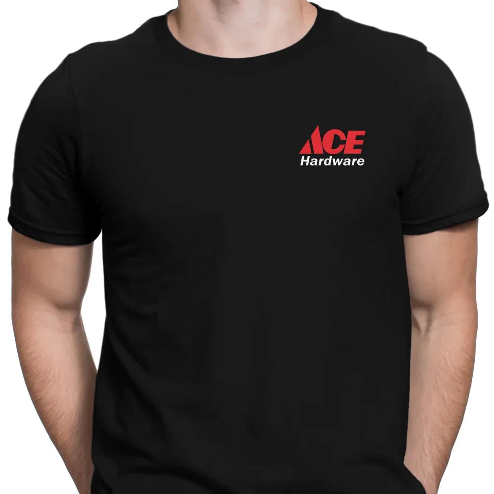 ACE Vintage Hardware Logo Style T-Shirt Black Casual Cotton Streetwear Tee