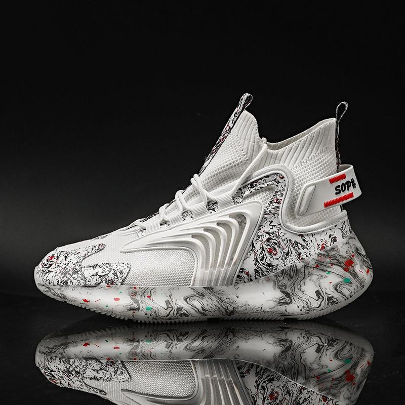 Летняя тканая дышащая спортивная обувь унисекс с высоким берцем 35-47 лет, большие размеры, высокие кеды для фитнеса