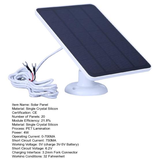 Солнечная панель 4 Вт 5 В для зарядки камеры Ring, водонепроницаемая для использования на открытом воздухе