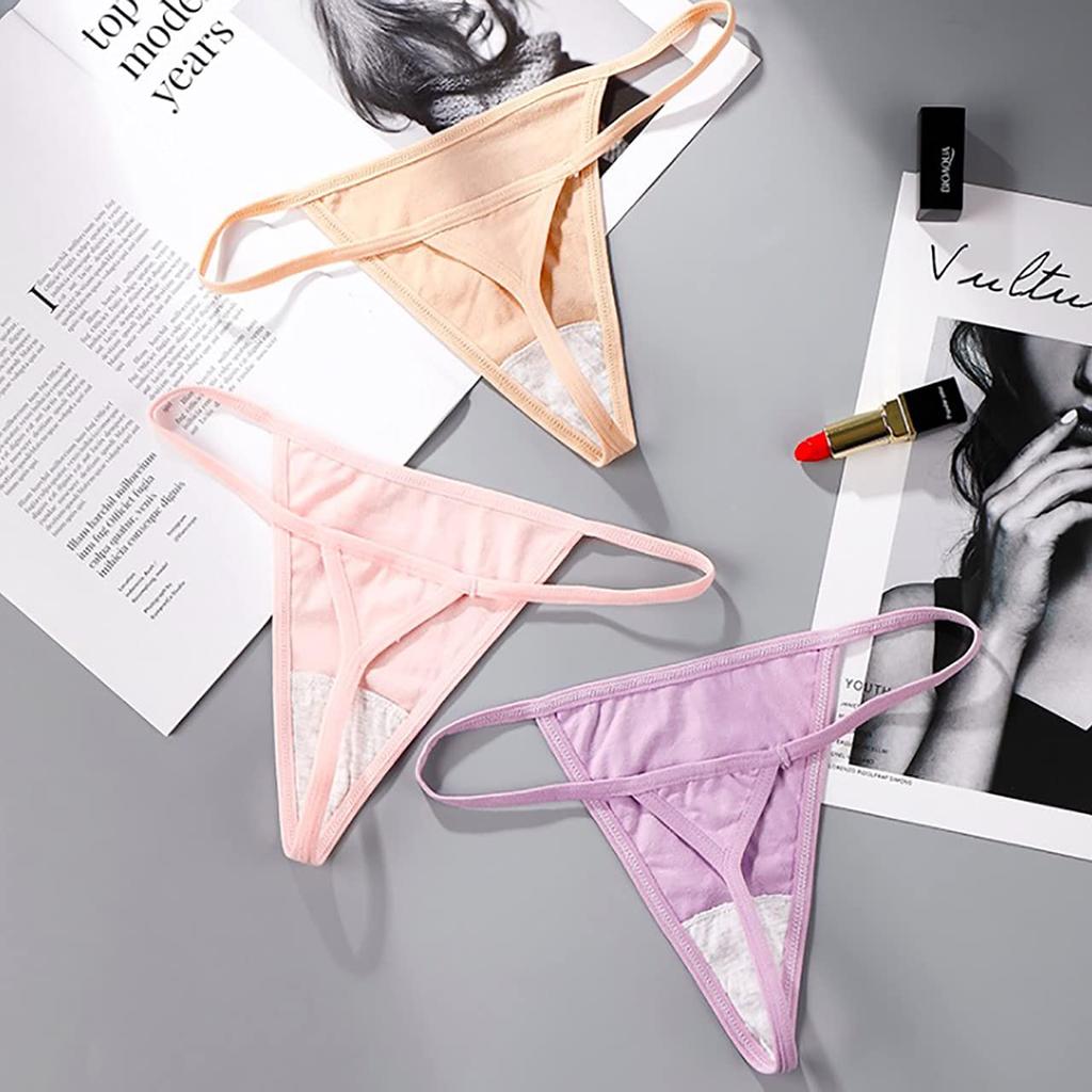 CHROME CRANE Solid Sexy Cotton LW106 Women's T-Back, Color, Panties, Underwear, (02.Rose)