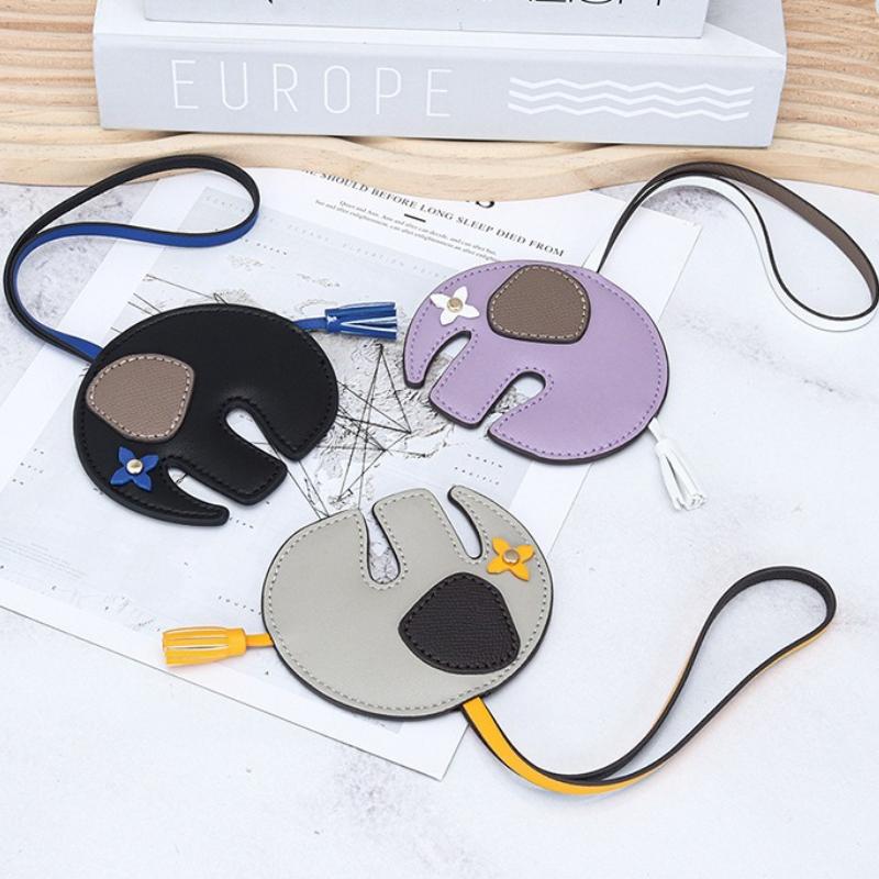 Bag Pendants Cute Elephant Charm for Purse Handbags Bag Accessories Car Charms Genuine Leather Teddy Elephant Key Decoration