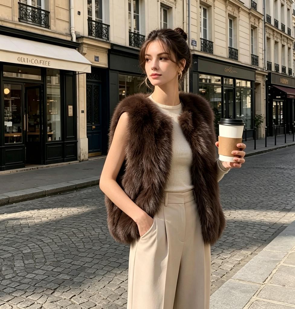 Imitation fur vest women's autumn and winter new short imitation fox fur vest vest vest jacket
