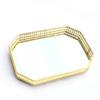 Поднос для хранения в скандинавском роскошном стиле, прямоугольный стеклянный зеркальный поднос для гостиной, бытовой металлический