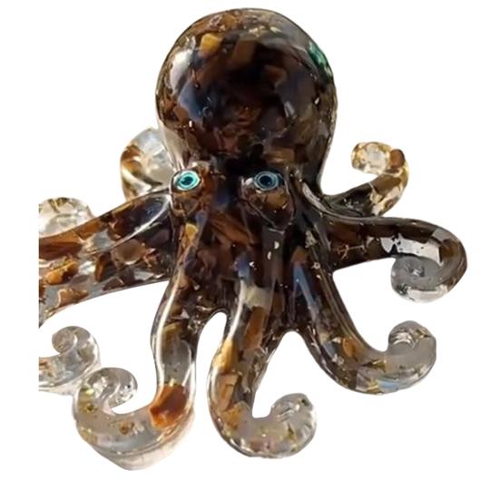 Эпоксидная фигурка осьминога из искусственного хрусталя, исцеляющий натуральный камень, статуэтка осьминога, морское животное, украшение для рабочего стола