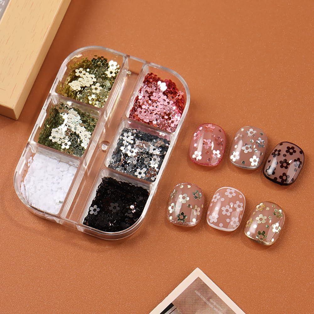 3D Five-petaled Flower Nail Sequins DIY Manicure Floral Nails Accessories for Women Girls