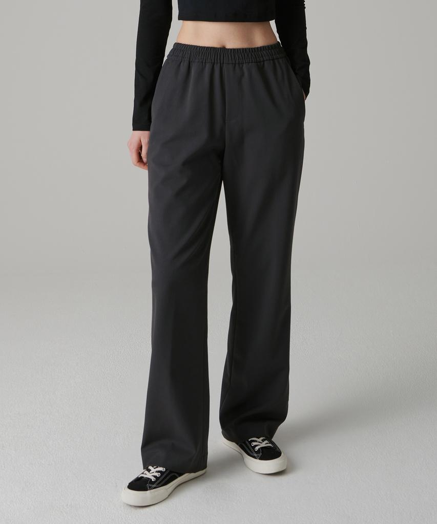 MUSINSA STANDARD Genderless Wide Banding Slacks [Gunmetal]