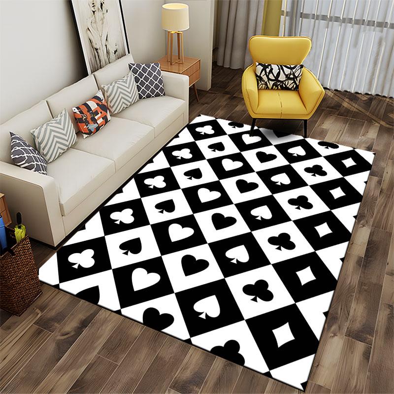 Playing Card Symbols Pattern Carpet suitable as a non-slip mat for the living room or bedroom sofa