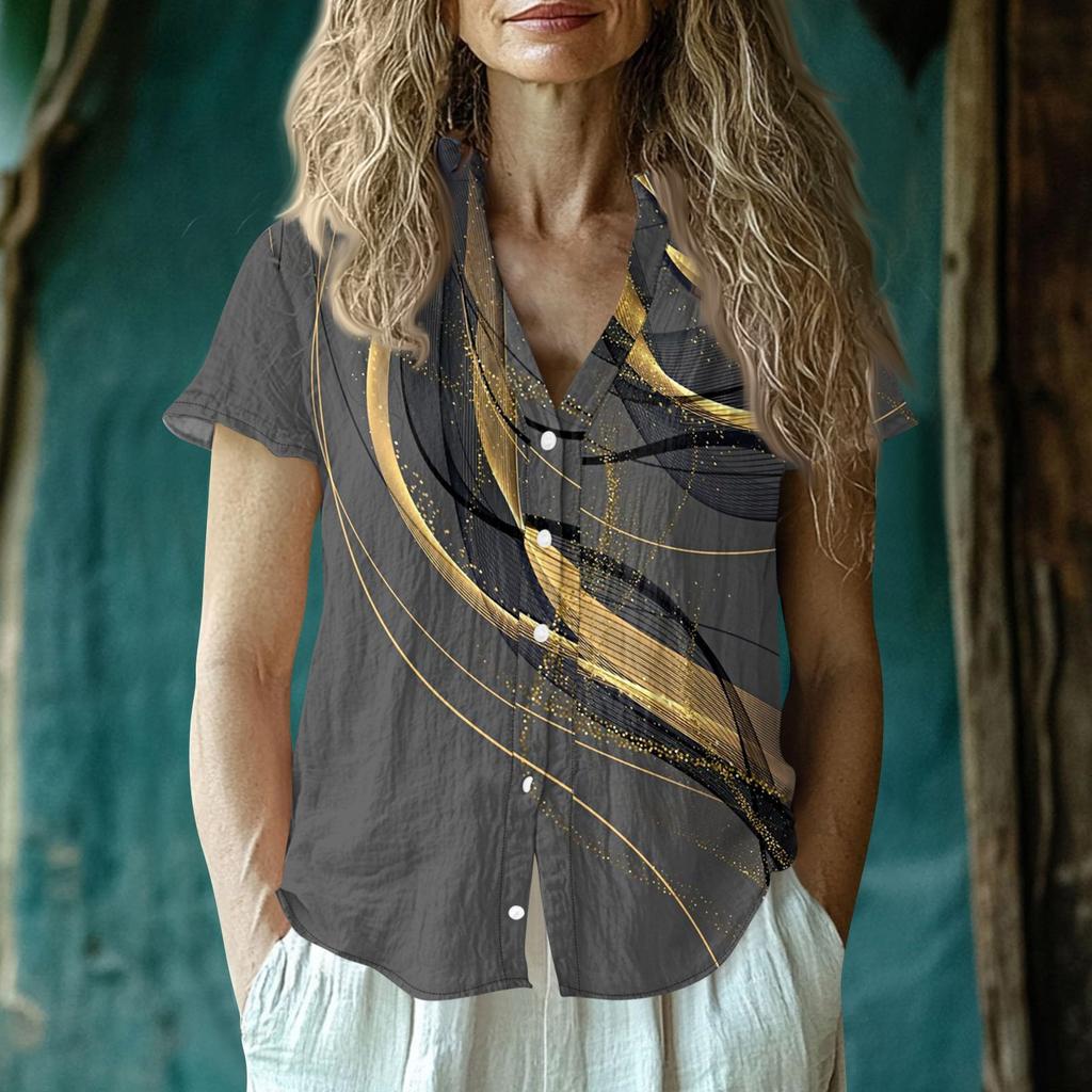 Женская повседневная футболка с коротким рукавом и V-образным вырезом, футболка с принтом