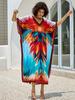 Европейское и американское хлопковое пляжное платье-накидка с принтом - Большой размер, купальник, солнцезащитная накидка