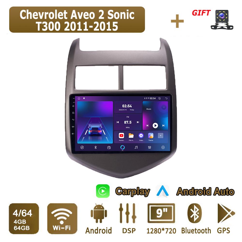 Android Carplay автомобильное радио для Chevrolet Aveo 2 Sonic T300 2011-2015 мультимедийный проигрыватель головное устройство стерео GPS навигация BT WIFI 4+64 ГБ