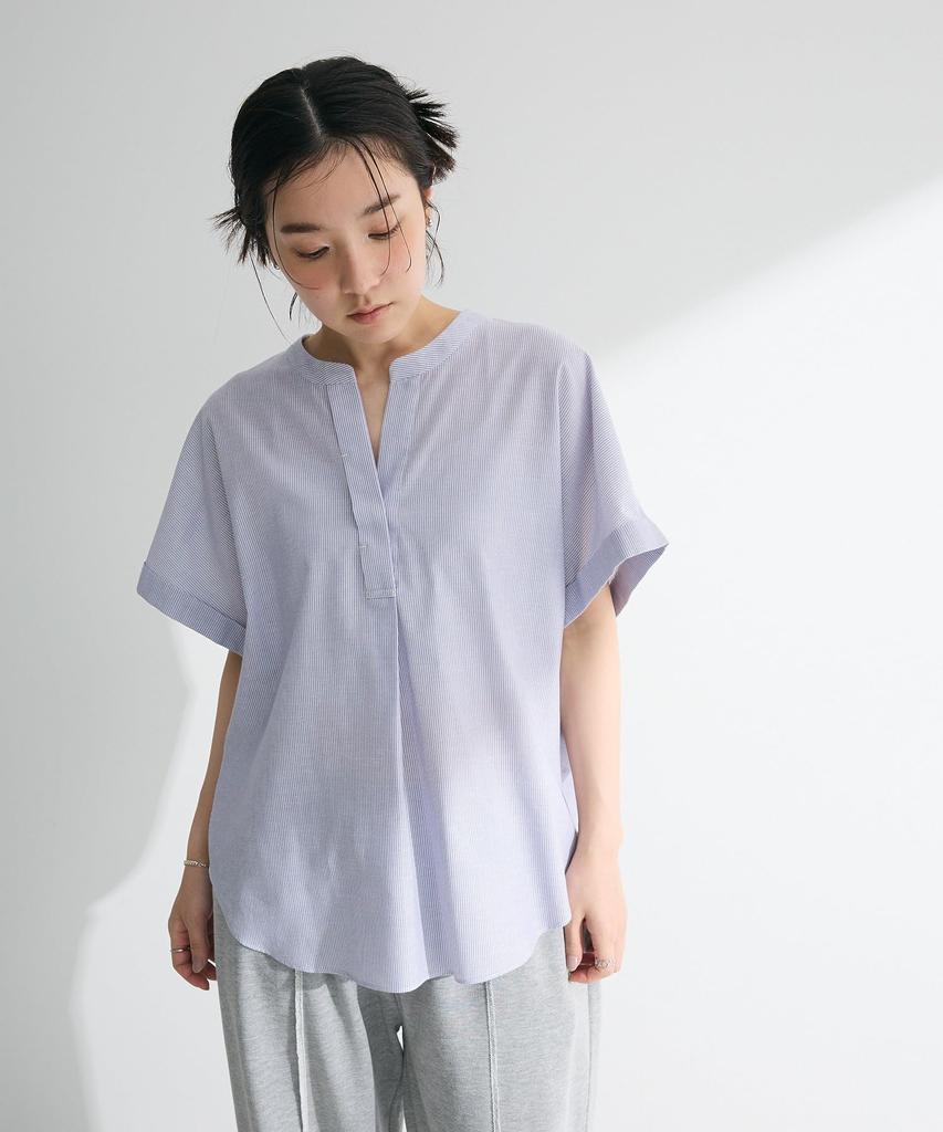Green Parks Casual Blend French Sleeve Skipper Shirt Women's Cotton-Linen