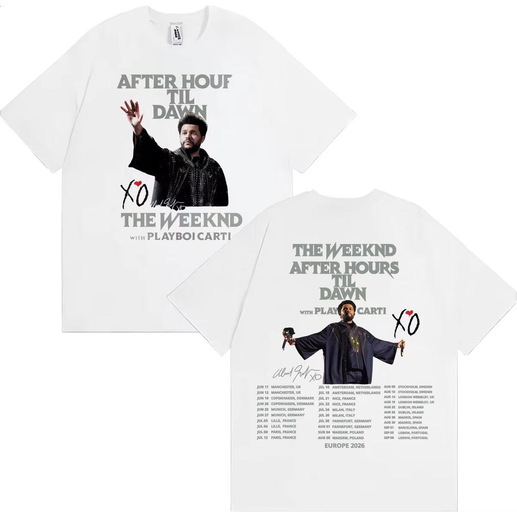 Summer Hot Sale The Weeknd After Hours Til Dawn Europe 2026 Tour T-shirt Men Women Harajuku Hip Hop T Shirts Y2K Gothic Cotton Oversized T-shirts