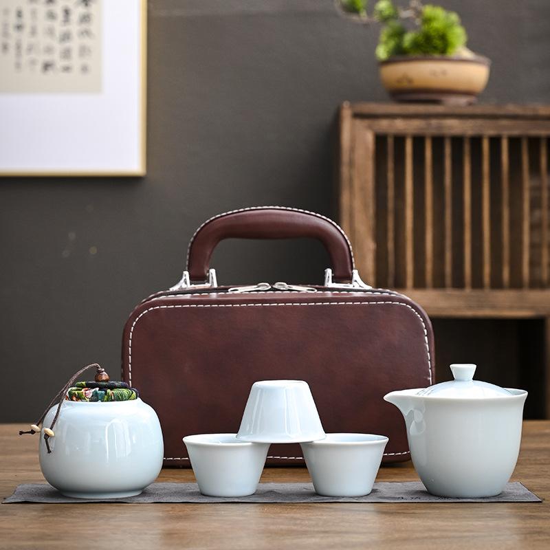 Storage tea set Outdoor car Kung Fu tea maker Tea tray Complete set Company opening Business gifts Travel portable