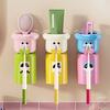 Cartoon Toothbrush Cup Holder Wall Mounted Storage Rack Space Saving Magnetic Upside Down Mouthwash Cups No-Drill Bathroom Organizer