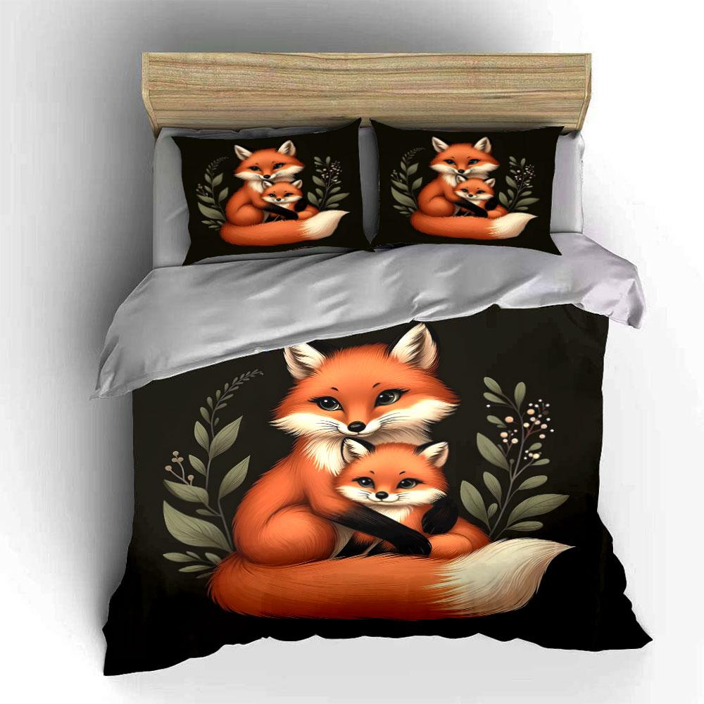 "Whimsical foxes' cozy embrace" Bedding sets Duvet covers Pillowcases(1* Duvet Cover 2* Pillowcases without duvet insert)