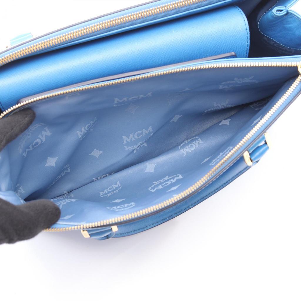 Used MCM 2WAY Handbag leather Blue Used Women