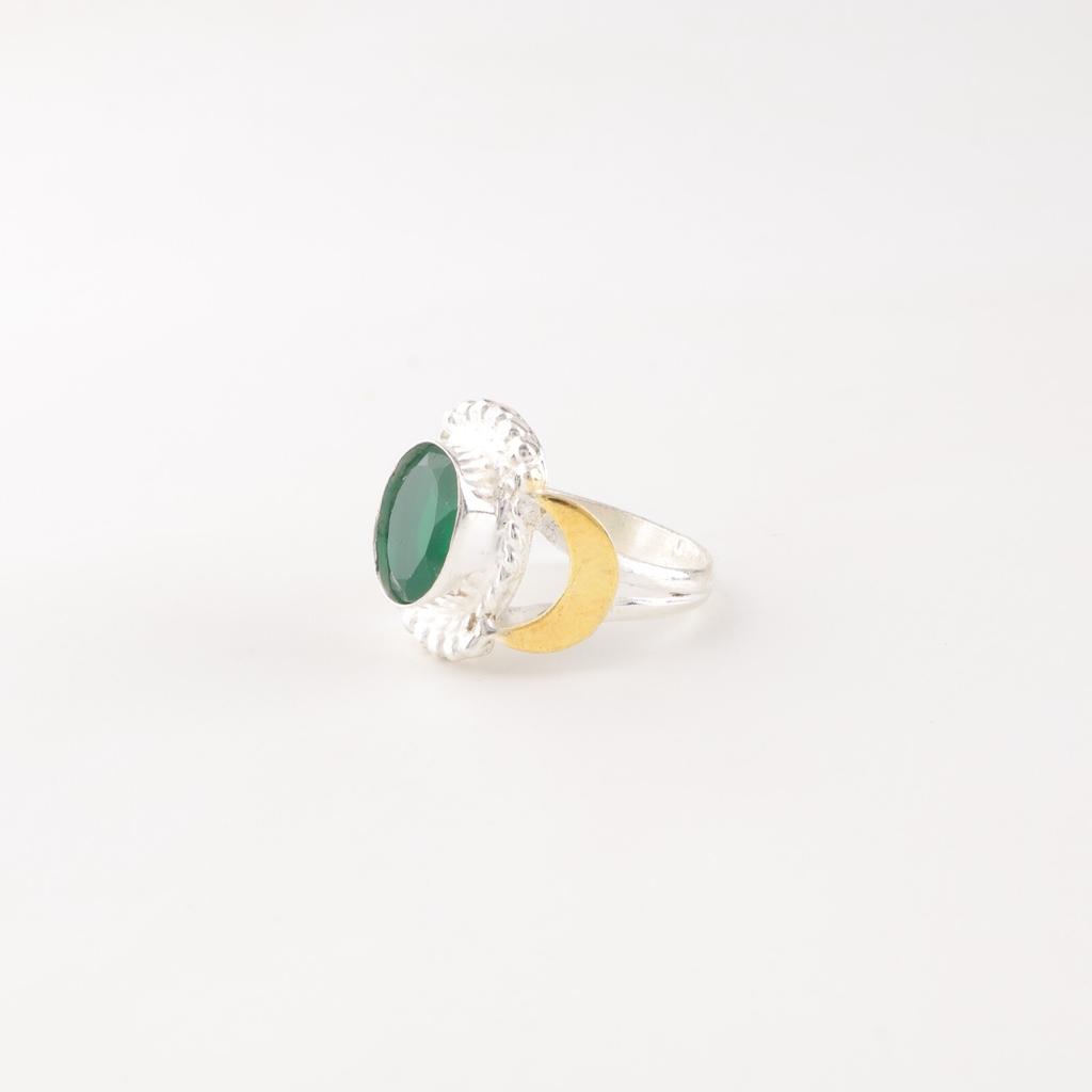 Green Onyx Gemstone 925 Sterling Silver Jewelry Handmade Ring For New Year Gift RR-61-17
