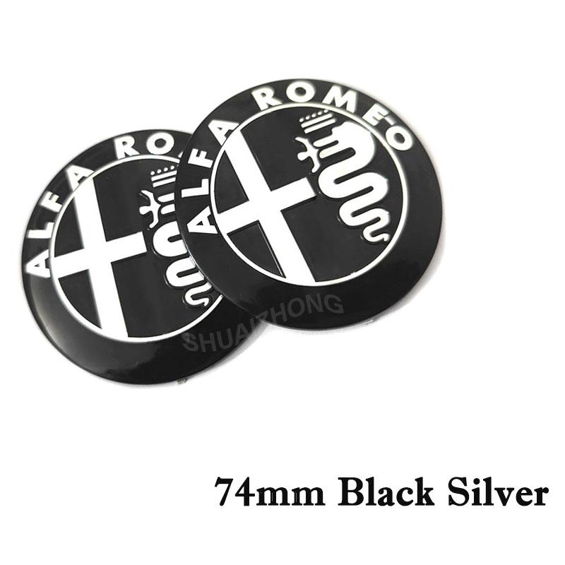 Car Stickers For Alfa Romeo 2pcs 74mm 3D Metal Alfa Romeo Sticker Car Styling Accessories For Auto Hood Front Grille Rear Trunk