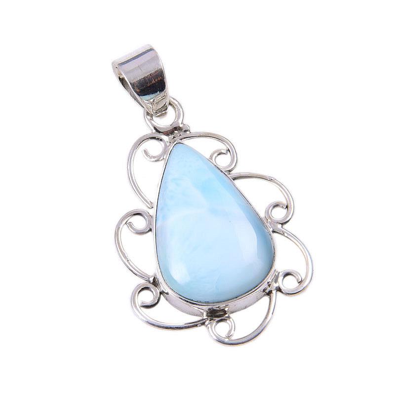 Natural Republic Larimar Gemstone 925 Solid Sterling Silver Pendant 1.5" G1t37
