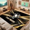 Pittsburgh Penguins Personalized Crystal Velvet Carpet, Customized Name Text Soft Anti‑Slip Rug for Living Room Bedroom