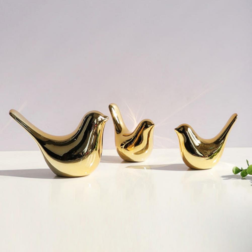 2 шт. Керамические украшения в виде птиц золотого/серебряного цвета, благословляющие украшения в виде птиц