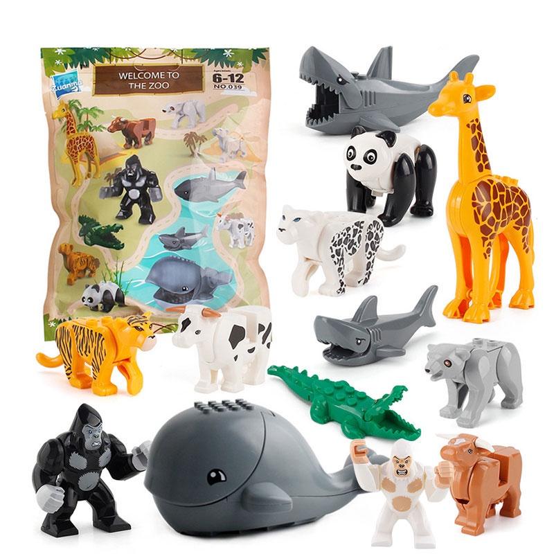 Kids' Mini Assembly Building Toy Crocodile Shark Orangutan Figure Blocks Plastic Material