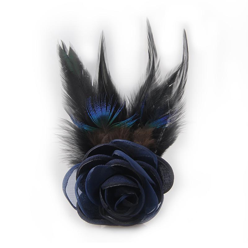 Ручная работа ткань ткань искусство цветок перо брошь булавка ювелирные изделия роскошная одежда носить корсаж броши для женщин аксессуары