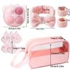 13 шт. Розовый набор для макияжа - Яйцо-губка для макияжа - Пудра в виде треугольного банта - Большая емкость, прозрачная водонепроницаемая, портативная, простая дорожная сумка для хранения туалетных принадлежностей