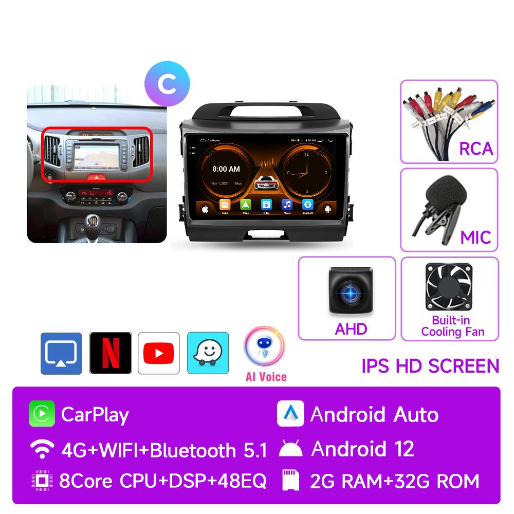 JIUYIN AI Голосовое 2 din Android Авто Радио Для KIA Sportage 3 2010-2016 Carplay 4G Авто Мультимедиа GPS 2din автомагнитола