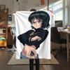 1PC Shizuku Murasaki Print Flannel Blanket, High quality Comfortable for All Seasons, Home Decor, Warmth and Comfort, Perfect for Christmas Gifts156