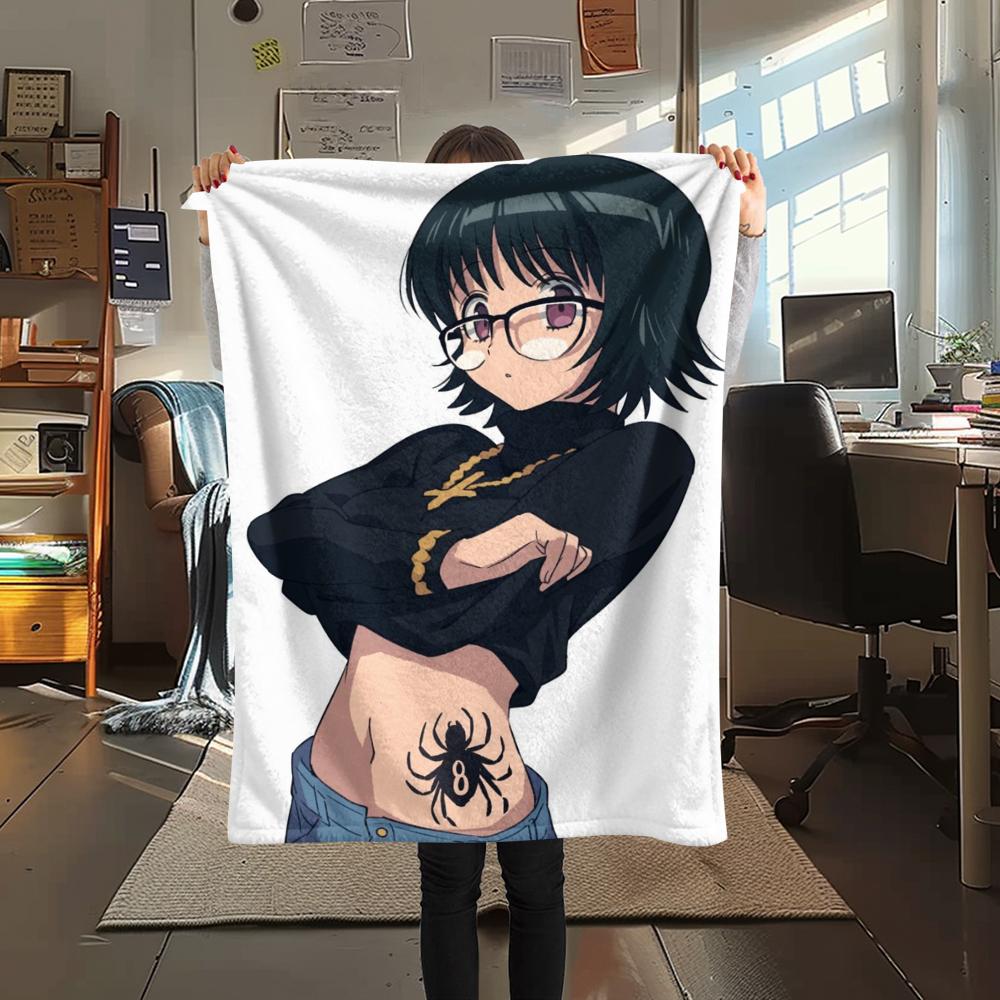1PC Shizuku Murasaki Print Flannel Blanket, High quality Comfortable for All Seasons, Home Decor, Warmth and Comfort, Perfect for Christmas Gifts156