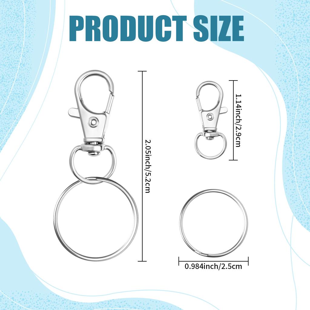 11/111Pcs Swivel Snap Hooks With Key Rings Premium Metal Swivel Lobster Claw Clasps For Keychain DIY Jewelry Crafts
