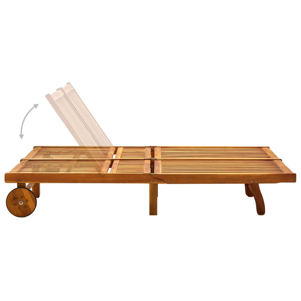Double Sun Lounger Solid Acacia Wood