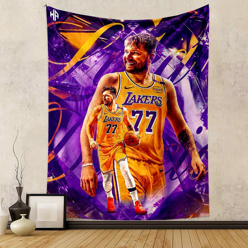 Basketball Player Patterned with Lakers Design. Patterned tapestry for bedroom and living room home decor.