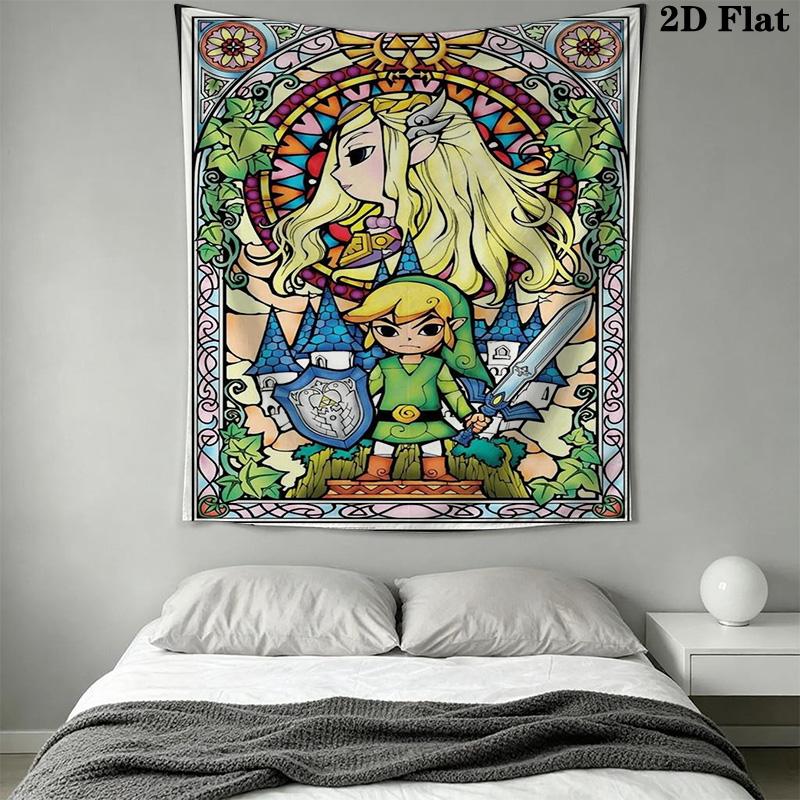 Zelda'S Epic Adventure Hero'S Journey Unfolded Tapestry Fashion Print Background Cloth Soft Background Cloth Background Wall Hanging Cloth