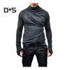 Весна Осень Мужской Верхний Защитный Шеи Высокий Воротник Slim Fit Эластичный Плиссированный Длинный Рукав Пуловер Толстовка Для Дома Спортивный Тренажерный Зал Уличная Одежда