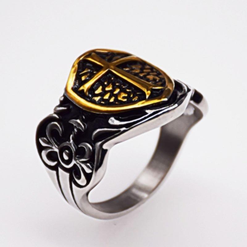 Jewelry Retro Style Cross Shield Men's Ring Ring