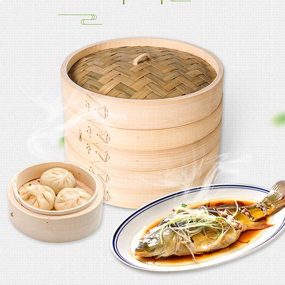 Chinese Steamer Bamboo Steamer with Lid Steamer Basket Natural Basket Bamboo Steamer Kitchen