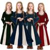 Kids Girls Renaissance Retro Medieval Drama Stage Flare Sleeves Dress Gown Children Halloween Cosplay Costumes Role Play Outfit