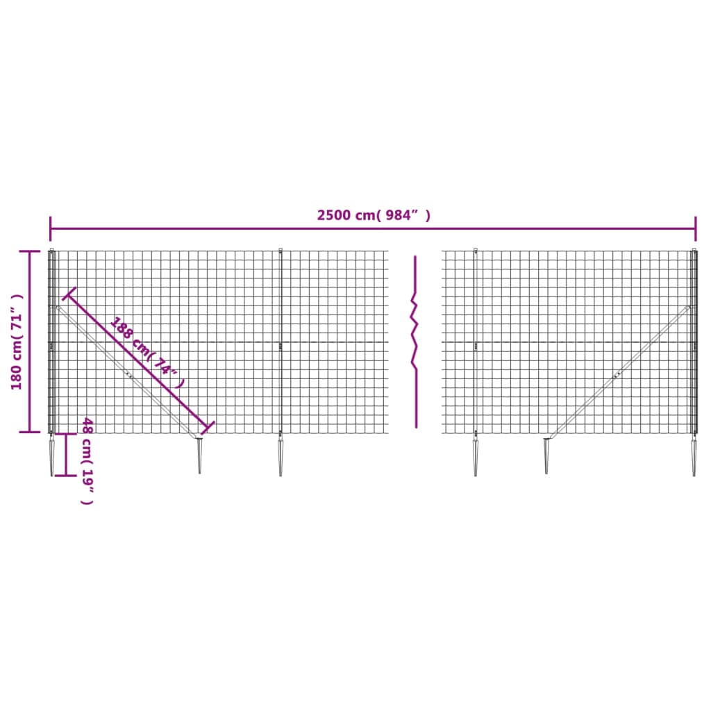 Vidaxl Ogrodzenie Z Siatki, Z Kotwami, Zielone, 1,8X25 M