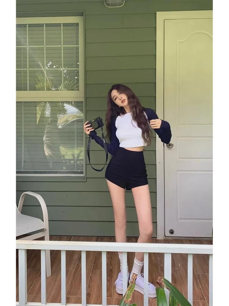 Женские черные узкие шорты с высокой талией - сексуальный американский стиль для горячих девушек летом