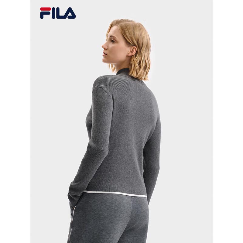 FILA Women's Slim-Fit Knitted Zipper Cardigan - Heather Grey