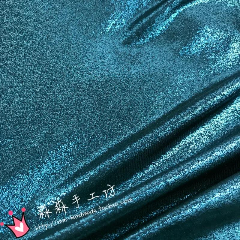 Stretch Glitter Fabric By Meters for Pants Skirts Swimwear Decoration Diy Sewing Cloth Textile Thin Soft Shiny Plain Blue Red