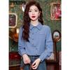 French Irregular Polo Collar Women's Long Sleeved Shirt Autumn New Fashion Temperament Top