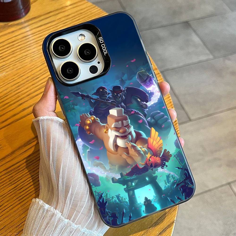 Чехол для телефона с принтом игры COC для iPhone 16 17 15 14 12 13 Pro Max Черный Конфетный Матовый Ударопрочный Чехол