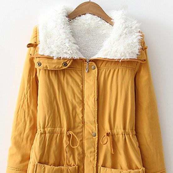 Зимняя женская куртка из утолщенного плюша с отложным воротником, длинными рукавами, эластичным поясом, карманами, застежкой-молнией, пальто средней длины, ветрозащитное теплое пальто