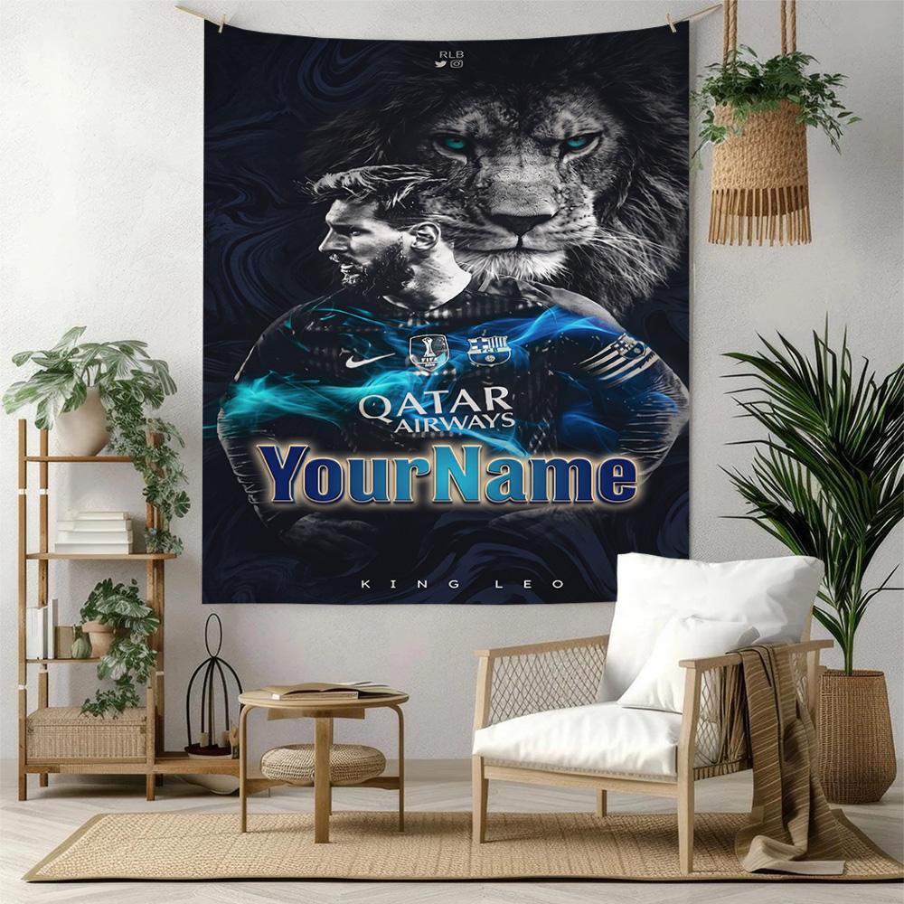Messi Custom Your Name Wall Decor Tapestry Art For Pet Memorial Birthdaywedding Party Backdrop Family Gift